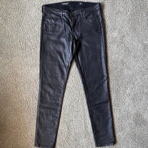AG Adriano Goldschmied Black Coated Skinny Jeans 29R Legging Ankle